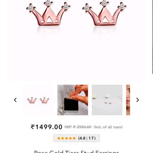 Giva Rose Gold Tiara Stud Earrings