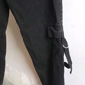 Charcoal Black Denim Cargo Jeans