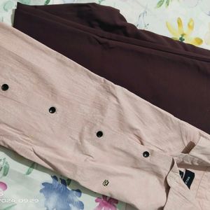 Pink Shirt And Maroon Formal Pant