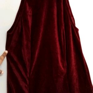 📢 Sale 📢 Sale 📢 Sale 📢 Designer Velvet Maroon party Wear Dress With 2 Front Slit