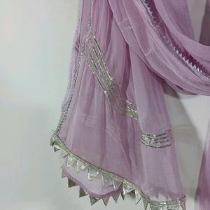 Lavender Cotton Printed Lehenga(Women's)