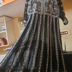 BLACK CHIKAN Embroidery Anarkali