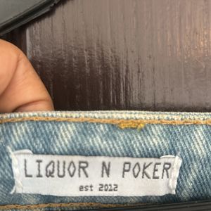 LIQUOR N POKER APPLIQUE JEANS