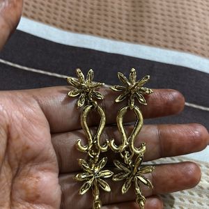 Beautiful Green And Golden Earrings