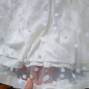 Silver Stars White Net Skirt