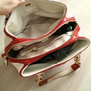 Daks 100% Original Genuine Leather Cream / Red Bag