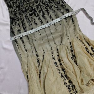 Black And Cream Beaded Mermaid Dress