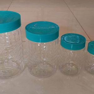 Pack Of Four Plastic Grocery Airtight Containers