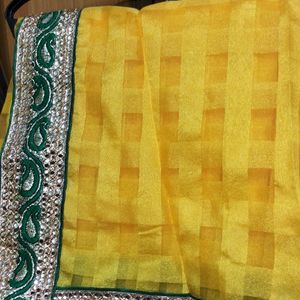 Yellow -Green Saree