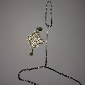 Rhinestone Pendant And Bracelet Combo