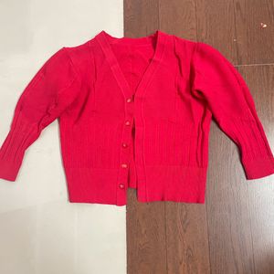 Pretty Red Color Cardigan/jacket
