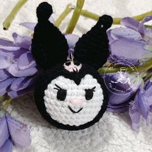 Amigurumi Kuromi Face Keychain