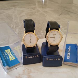 Sonata analog leather watch