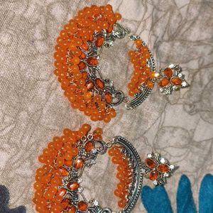 Orange Shiny Jhumkas