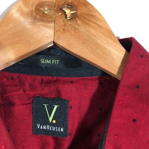 Dark Red Printed Casual Shirt (Men's)