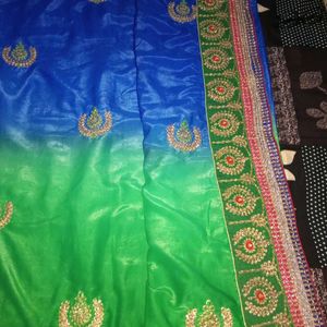 Blue & Green Attractive Saree