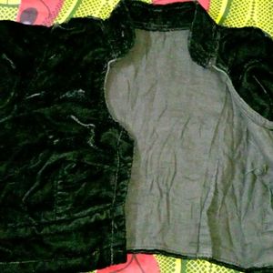 Collar Neck Black Velvet Blouse