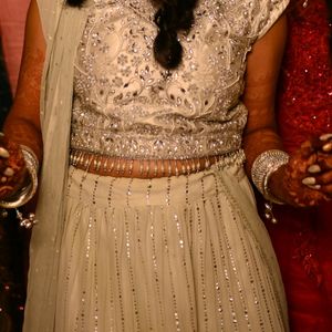 One Time Use Silver Lehenga