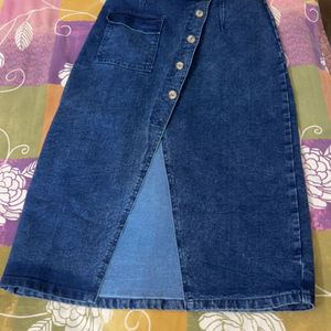 Sassafras Front Button A-line Denim Skirt