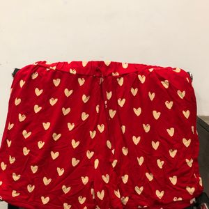 Red Heart Printed Pyjama Shorts