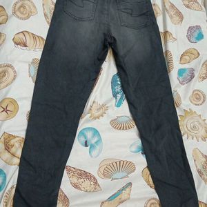 High Waist Stylish Black Jeans With Buttons