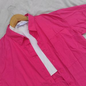 Pink Cotton Oversized Shirt