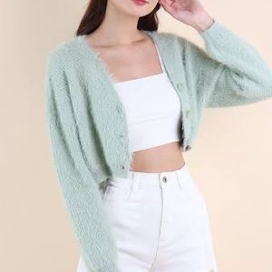 Korean Furry Crop Cardigan