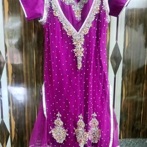 Heavy Work Purple Anarkali Kurta Set