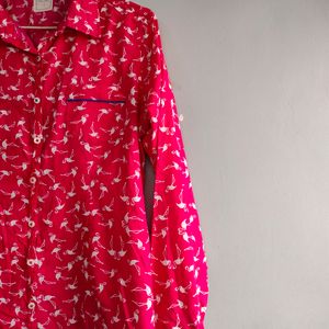 pink flamingo printed shirt