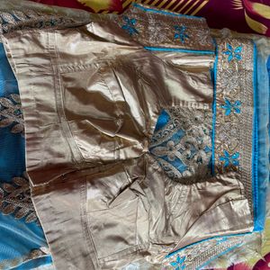 Heavy Blue Beige Saree