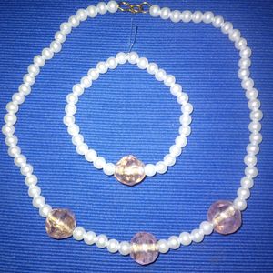 Rainbow Pink Stones Bracelet & Necklace