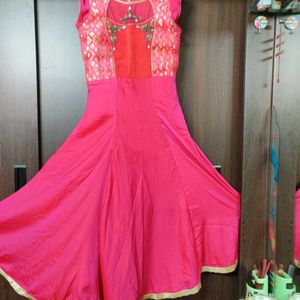 Pink Anarkali Dress With Size M