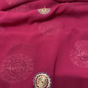 Mahroon Sequence-Embroidery Sari