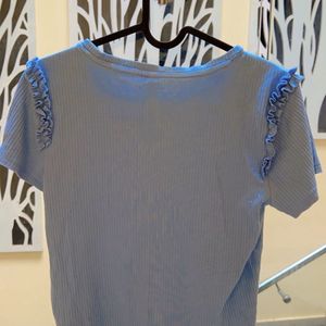 A Blue Shoulder Designed Top