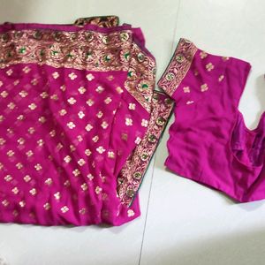 Heavy Designed Saree With Stitched Blouse