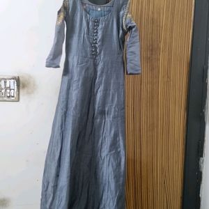 Grey Color Partywear Gown