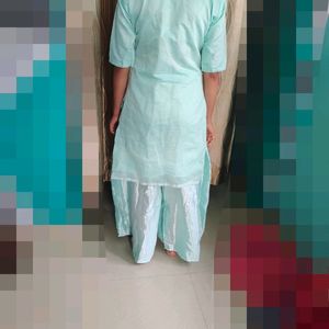 Sea Green Embroidered Kurta With Palazzo