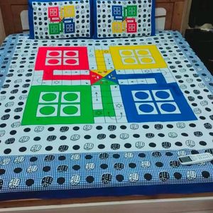 LUDO QUEEN SIZE DOUBLE BEDSHEET WITH 2 PILLOW