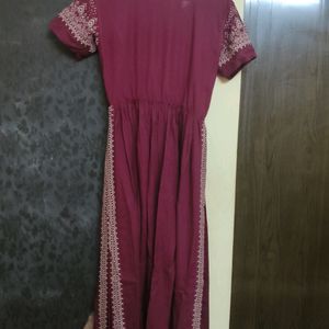 Maroon Printed Nyra Cut Kurti