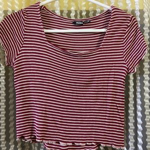 Red Strips Crop Top