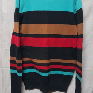 Men's Striped V Neck Multicolor Sweater Pullover