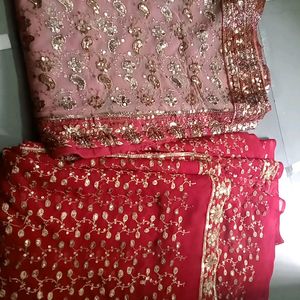 2 Heavy Red Designer Sarees