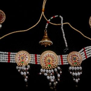 rajputi jewellery set borla, earrings and necklace