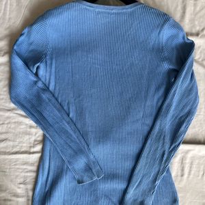 BLUE SQUARE NECK RIBBED TOP