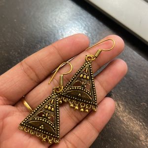 Golden Stylish Triangle Shape Earrings For Women