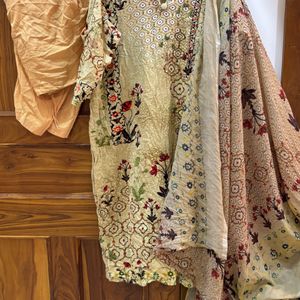 3xl Pakistani Lawn Set With Lengthy Shawl