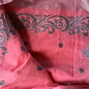 Attractive Linen Silver Embroiderey Saree