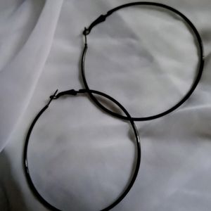 Black Circular Hoop Earrings