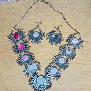 Oxidised Necklace With Earings