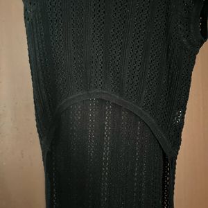 Shimmer Crochet Wool Tunic Top For Women